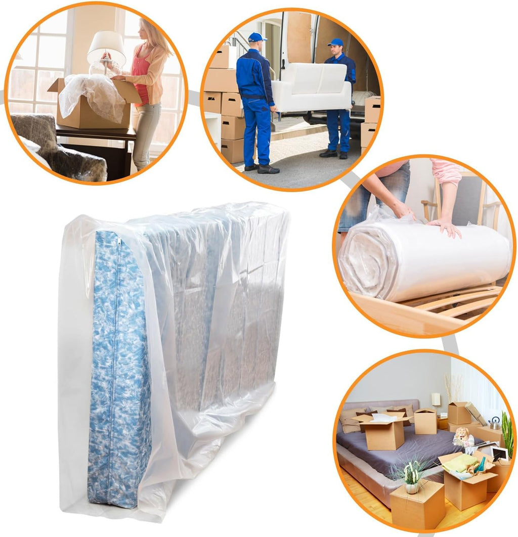 Mattress Bags For Moving 2 Pack Mattress Cover 1.5 Mil Queen Or King Size Mattress Storage Bag - Heavy Duty Thick Plastic Wrap M