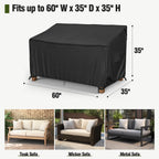 Mr.Cover 2-Seater Patio Loveseat Cover, Patio Furniture Covers Waterproof, Fits Up To 60W X 35D X 35H Inches, With Air Vent And Handles, Black