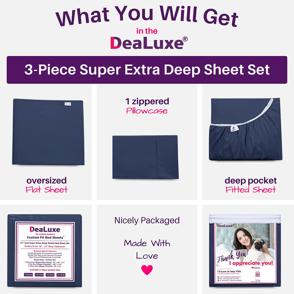 Deep Pocket Twin Bed Sheets - 3-Piece Includes: Real 16    Inch Extra Deep Pocket Fitted Sheet [Best-Fit For 14   -18 Mattress]
