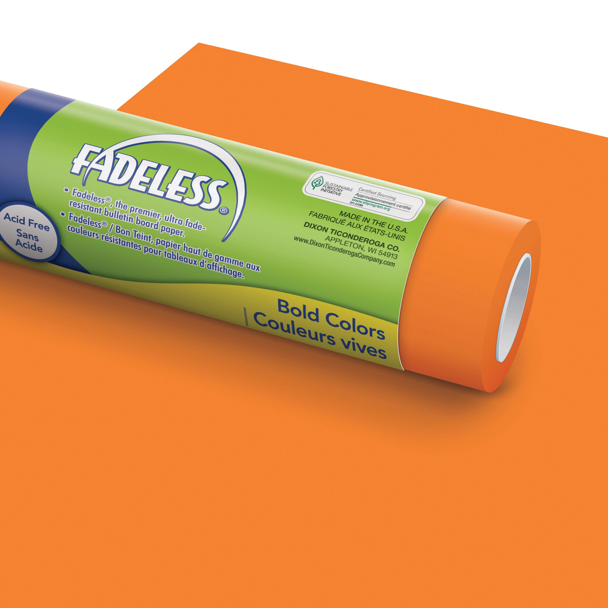 Fadeless Bulletin Board Paper, Fade-Resistant Paper For Classroom Decor, 48    X 200, Orange, 1 Roll
