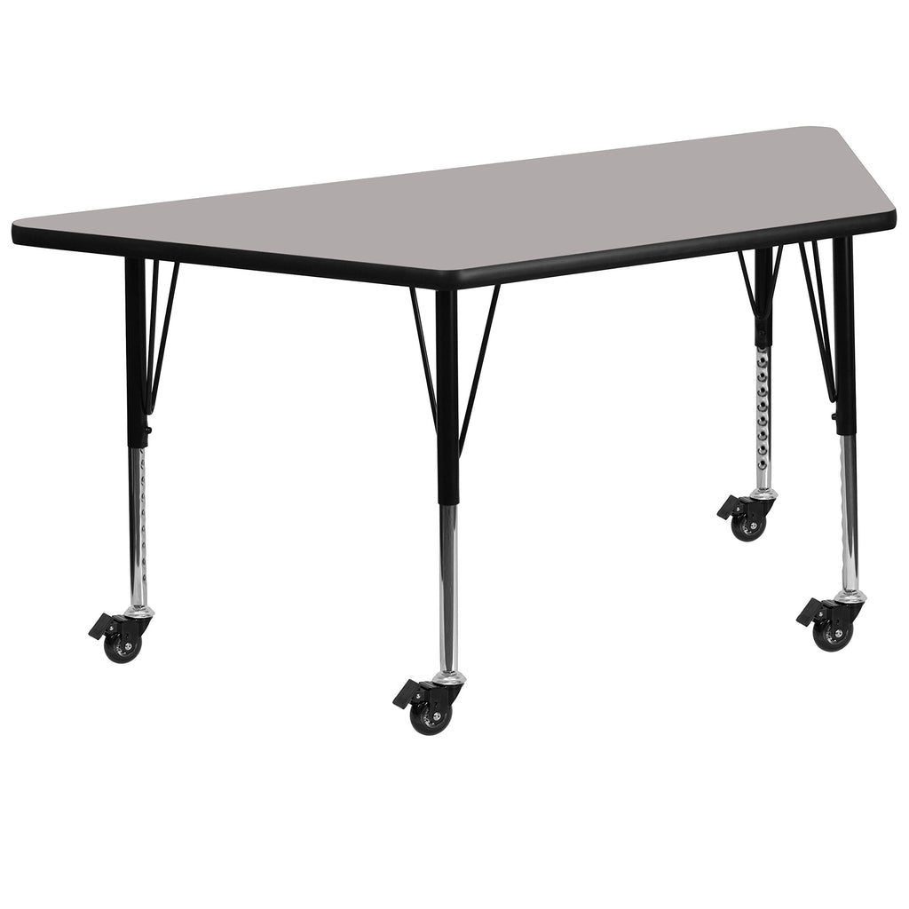 Flash Furniture Wren Mobile 22.5''W X 45''L Trapezoid Grey Hp Laminate Activity Table - Height Adjustable Short Legs