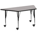 Flash Furniture Wren Mobile 22.5''W X 45''L Trapezoid Grey Hp Laminate Activity Table - Height Adjustable Short Legs