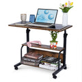 QZMDSM Portable Rolling Desk on Wheels Small Standing Desk Adjustable Height Desks with Wheels for Small Spaces, 32 Computer Des