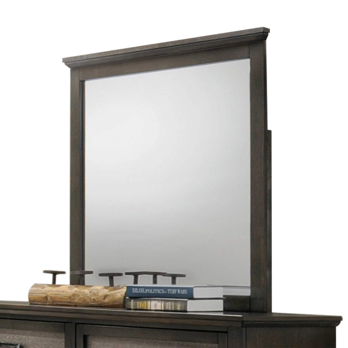 HomeRoots Furniture 36-inch X 36-inch Dark Walnut Wood Mirror