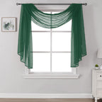 DONREN 144 Inches Long Emerald Green Window Scarf for Party - Luxury Soft Semi Sheer Scarf Valance for Wedding (1 Panel,Dark Gre