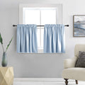 DONREN Light Blue Cerulean Small Window Curtain Panels for Kitchen - Room Darkening Curtain Tiers for Nursery with Rod Pocket(52