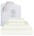 Threadmill Luxury 100% Cotton King Sheets - 800 Thread Count Jacquard Celine Ivory, Better Than Egyptian Cotton,4 Pc Striped Bed