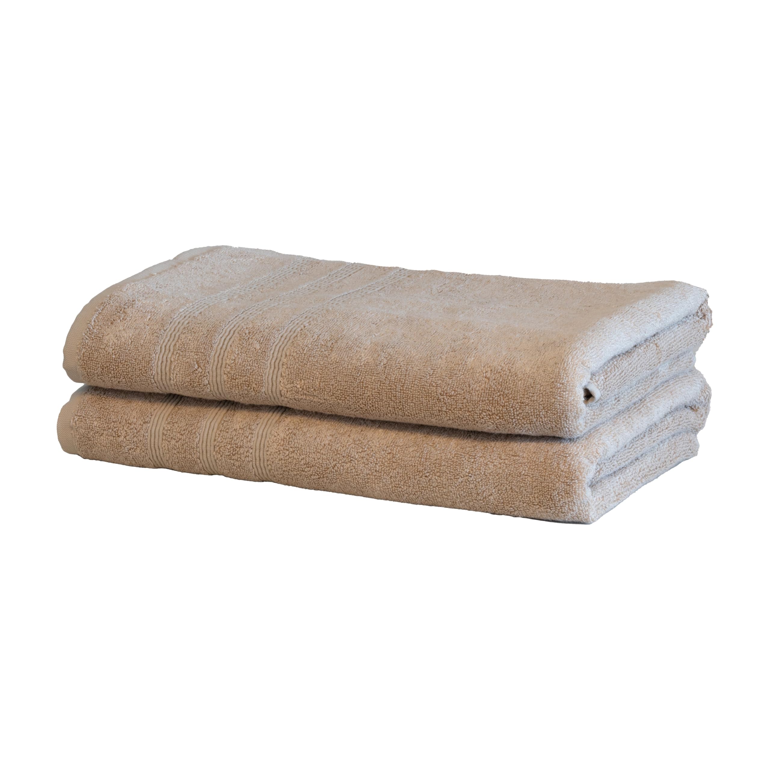 Mosobam Luxury Turkish Set of 2 Bath Towels 30X58 Light Taupe Oversize 700 GSM Bamboo Viscose & Aegean Turkish Combed Cotton