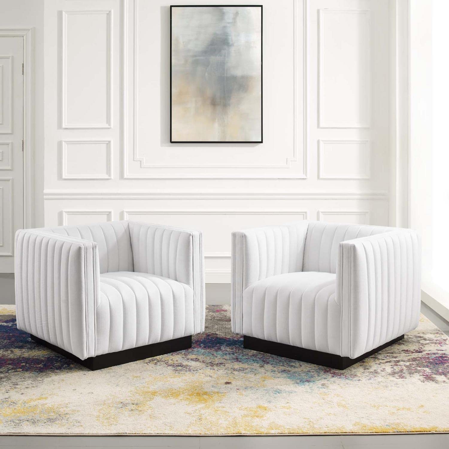 Modway Eei-5045-Whi Conjure Tufted Armchair Upholstered Fabric Set Of 2, White