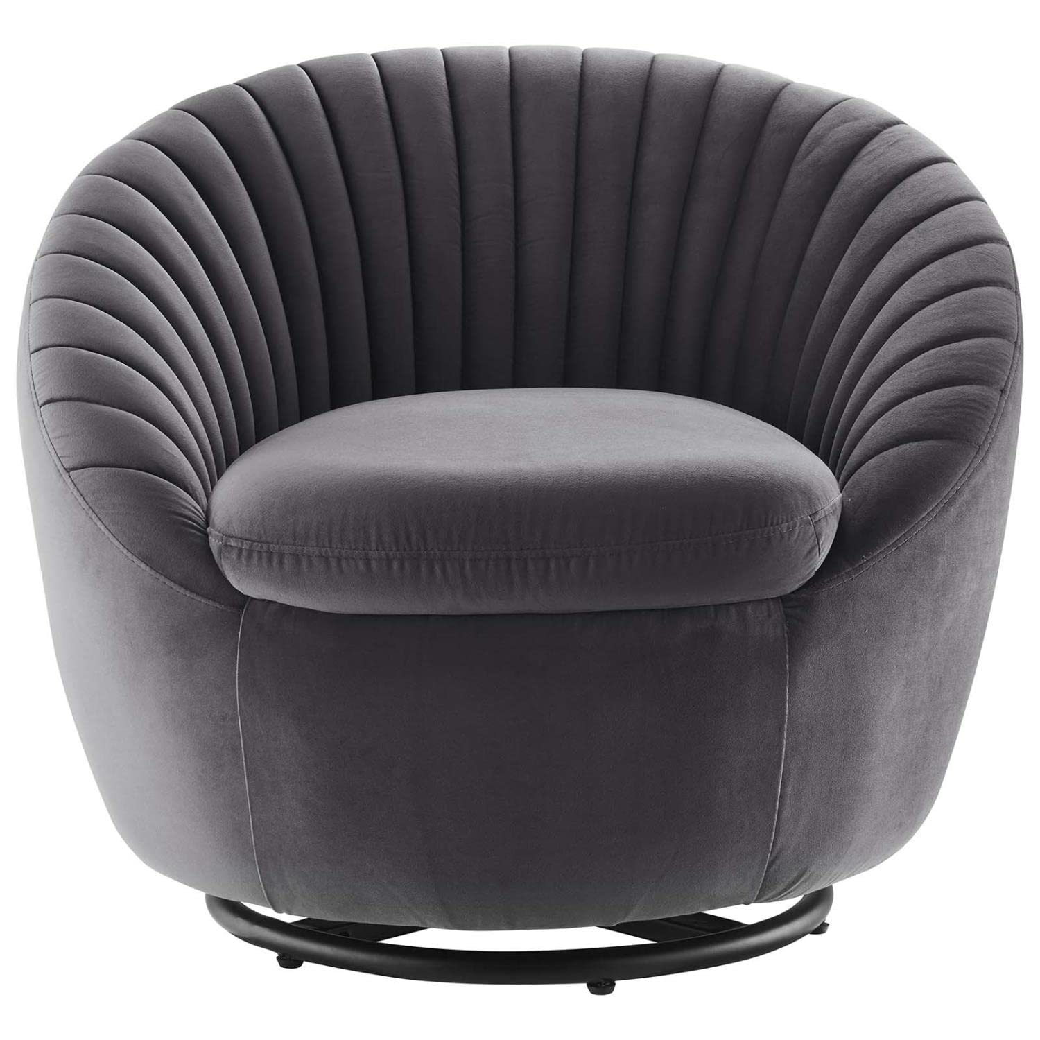 Modway Whirr Tufted Performance Velvet Swivel Chair In Black/Gray