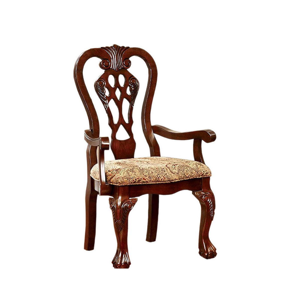 Benzara , Set Of Two, Brown Cherry Elana Traditional Arm Chair With Fabric, Finish