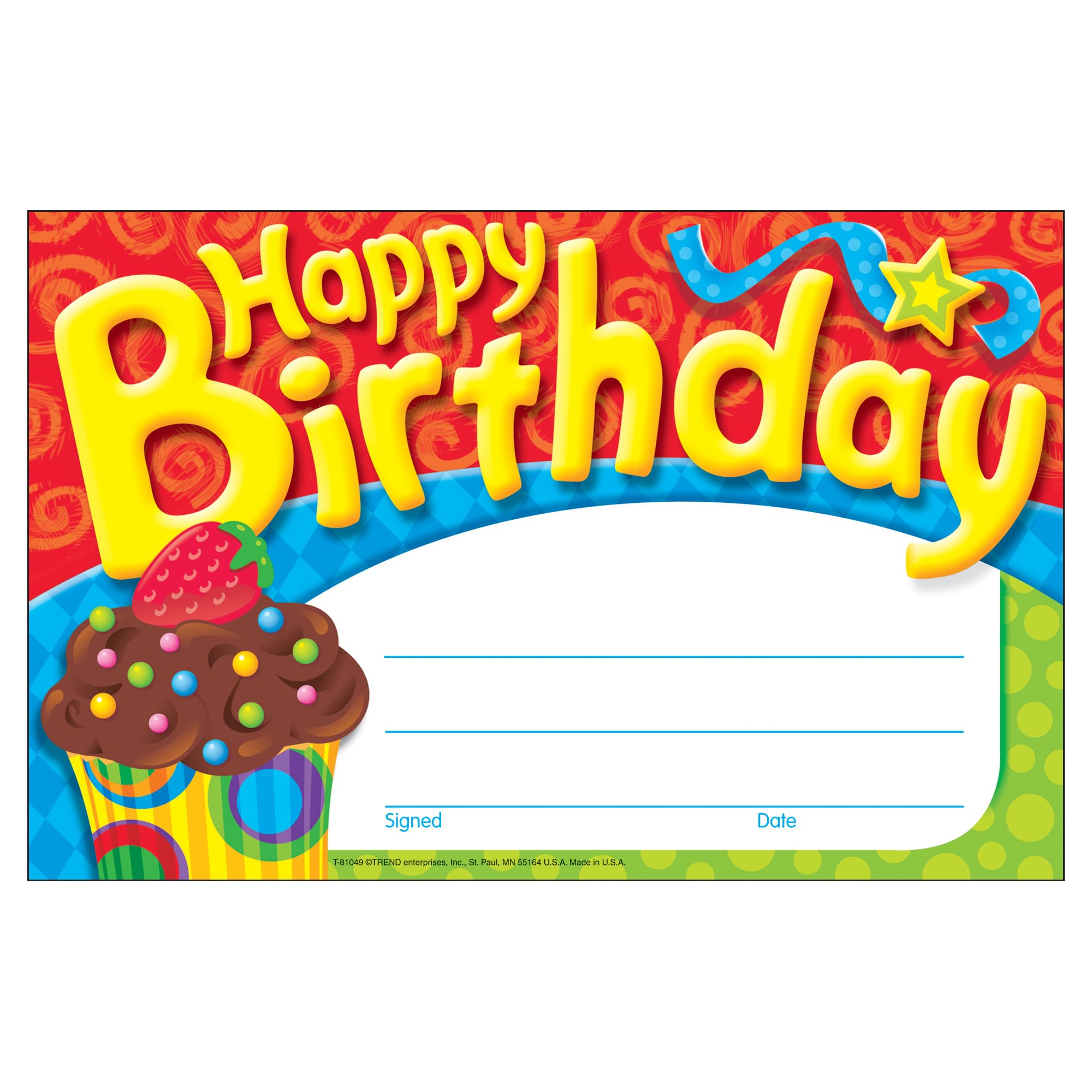 Trend Happy Birthday The Bake Shop Recognition Awards, 5-1/2' X 8-1/2', 30 Count