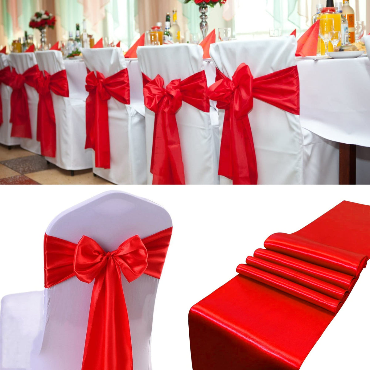 Satulgau 100 Pcs Satin Chair Sashes Decorative Bows Satin Chair Sashes Ties Chair Ribbon Bows Chair Cover Band For Wedding Party