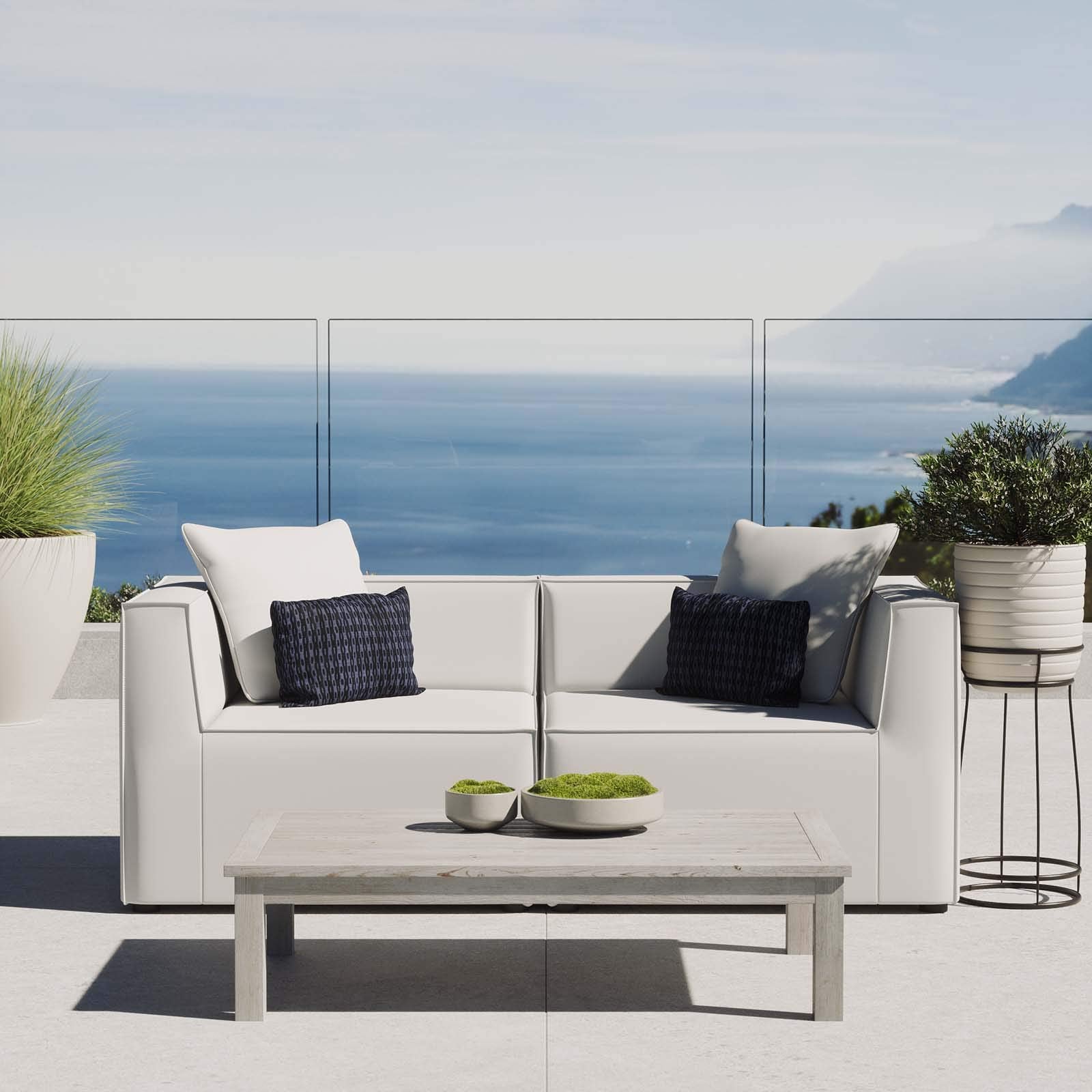 Modway Eei-4377-Whi Saybrook Outdoor Patio Upholstered 2-Piece Sectional Sofa Loveseat, White