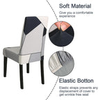 Jqinhome Pattern Chair Covers For Dining Room Set Of 6, High Stretch Removable Washable Parsons Chair Slipcover For Home Party Hotel Wedding Ceremony (White Grey,6Pcs)