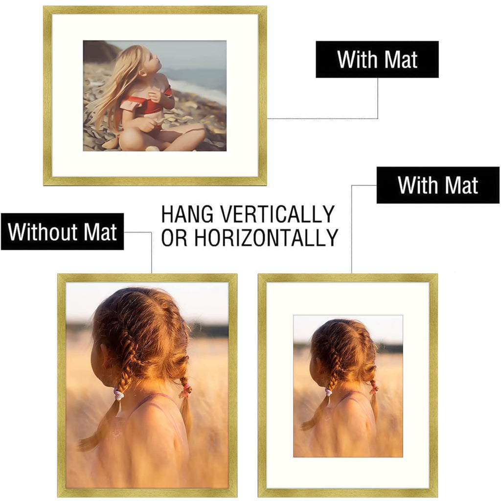 Golden State Art, 16X20 Picture Frame With Mat For 11X14 - High Definition Glass Wall Mounting Horizontal Vertical Display (Gold