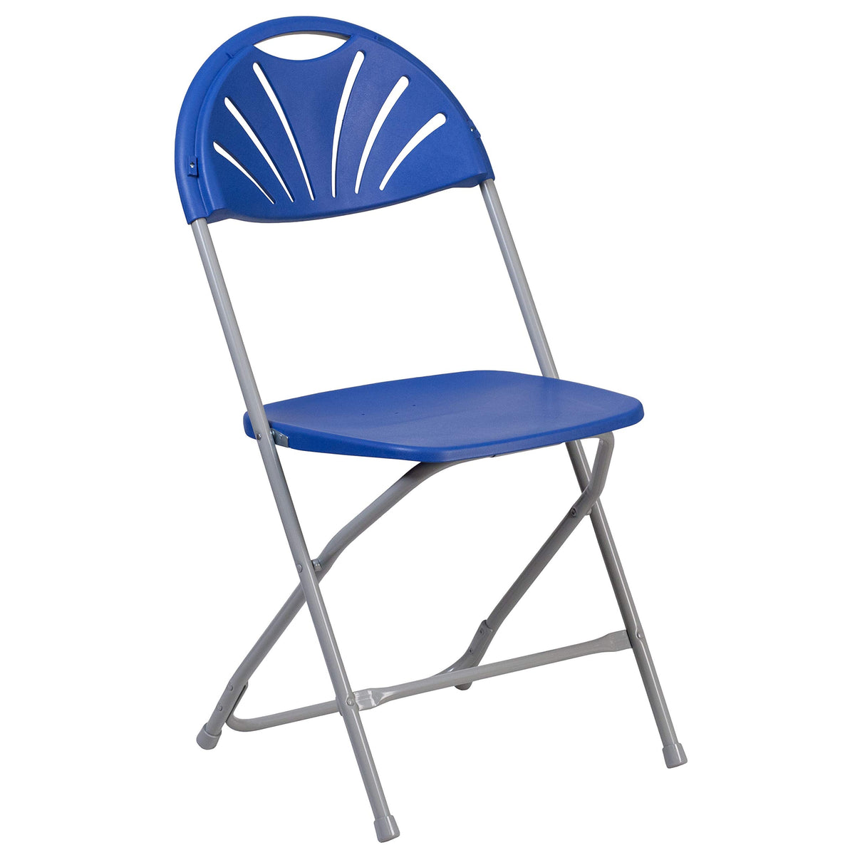 Flash Furniture Hercules Series 650 Lb. Capacity Blue Plastic Fan Back Folding Chair