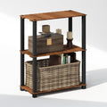 Turn-N-Tube 3-Tier Wood Slat Multipurpose Shelf Display Rack with Square Poles