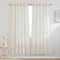 Nicetown Natural Linen Curtains 72 Inches Length, Rod Pocket & Back Tab Privacy With Light Filtering Drapes Flax Linen Blend Win