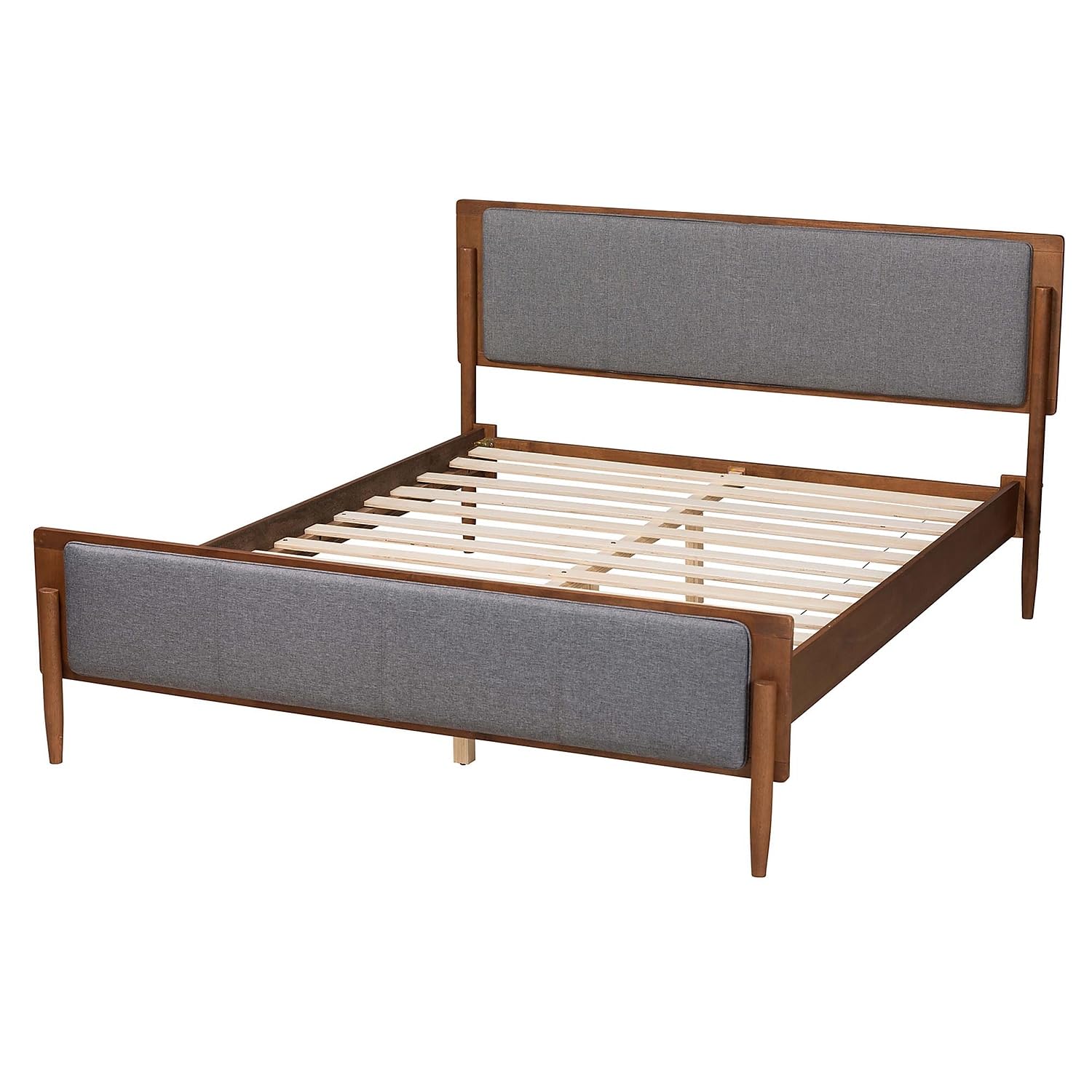 Baxton Studio Powers Platform Bed, Queen, Grey/Ash Walnut (236-12779-HiT)