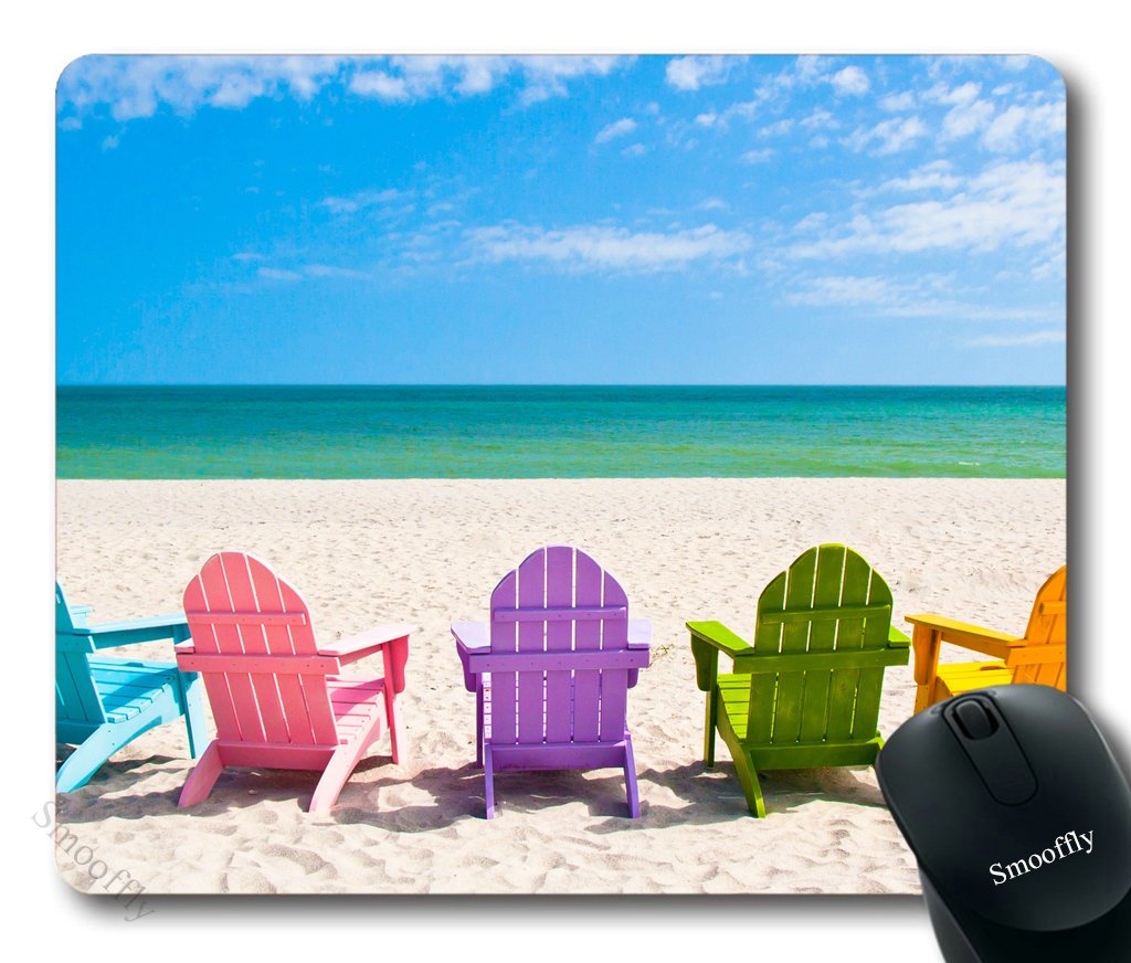 Smooffly Gaming Mouse Pad Custom,Adirondack Beach Chairs On A Sun Beach Holiday Vacation Travel House Mouse Pad