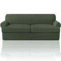Princedeco T Cushion Sofa Slipcover 3 Pieces Sofa Covers For T Cushion Sofa Soft Couch Cover Sofa Slip Covers Furniture Covers With 2 Individual T Cushion Shape Seat Covers Washable,Bronze Green
