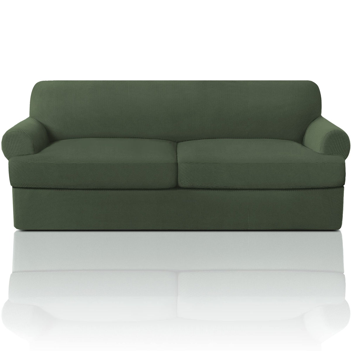 Princedeco T Cushion Sofa Slipcover 3 Pieces Sofa Covers For T Cushion Sofa Soft Couch Cover Sofa Slip Covers Furniture Covers With 2 Individual T Cushion Shape Seat Covers Washable,Bronze Green