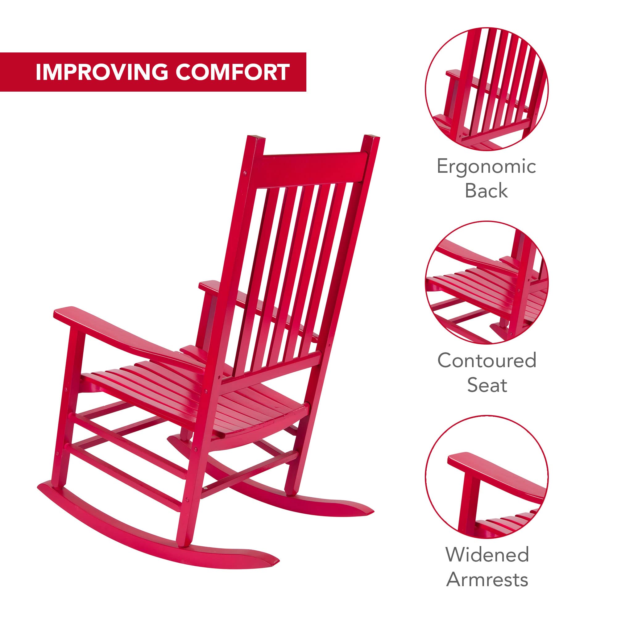 Shine Company Vermont Rocking Chairs, Outdoor Front Porch Rocker Set Of 2, Chili Pepper