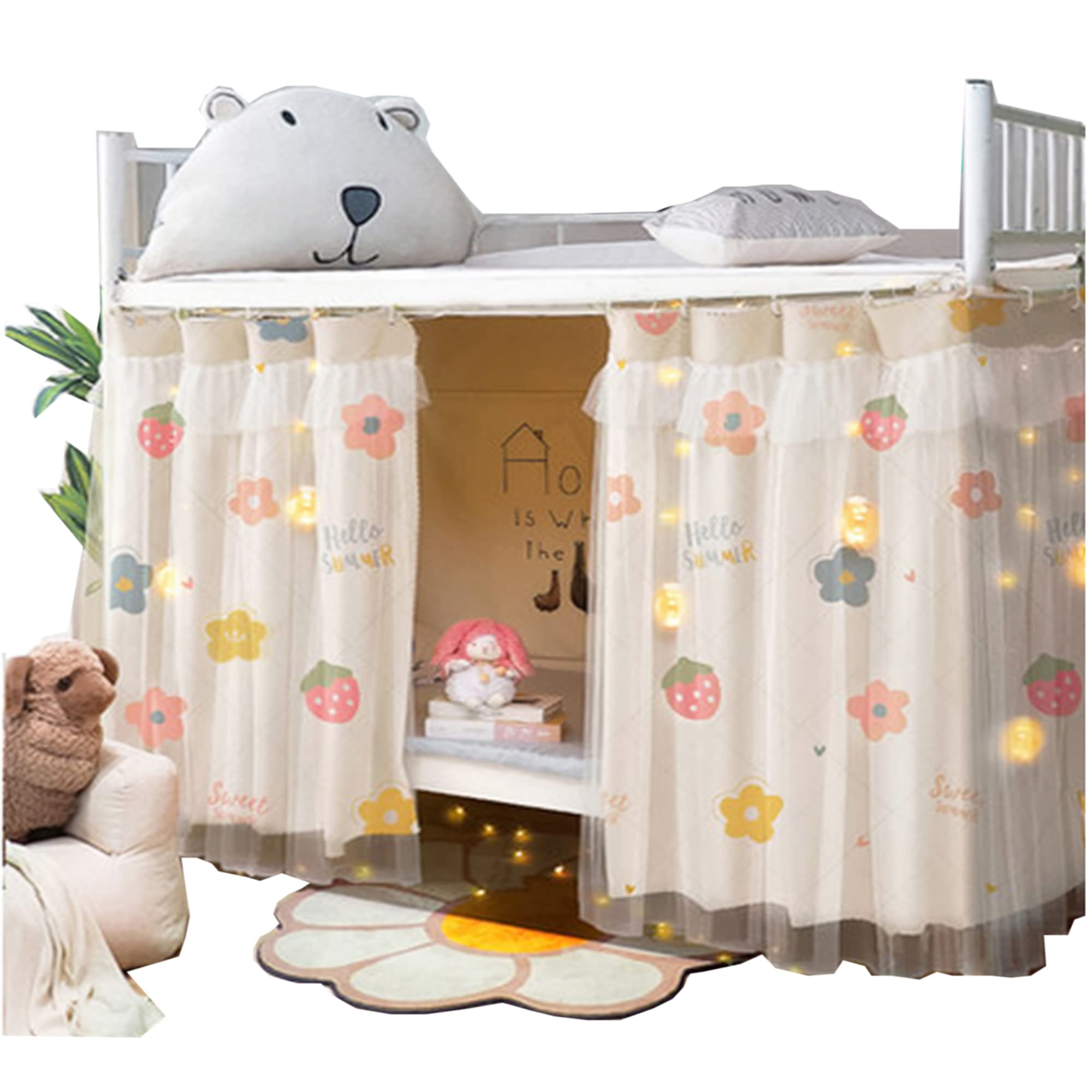 Navhao 2 Panels,Bottom Bunk Bed Curtains Cloth Breathable Bed Canopy Students Curtain Shading Nets For Single Bed