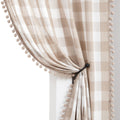 Treatmentex Tan Buffalo Plaid Curtains Pom Pom Window Curtains For Living Room Bedroom Rustic Farmhouse Gingham Check Pattern Se