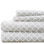 Linen Market 4 Piece Full Bedding Sheet Set (Gray Quatrefoil) - Sleep Better Than Ever With These Ultra-Soft & Cooling Bed Sheet