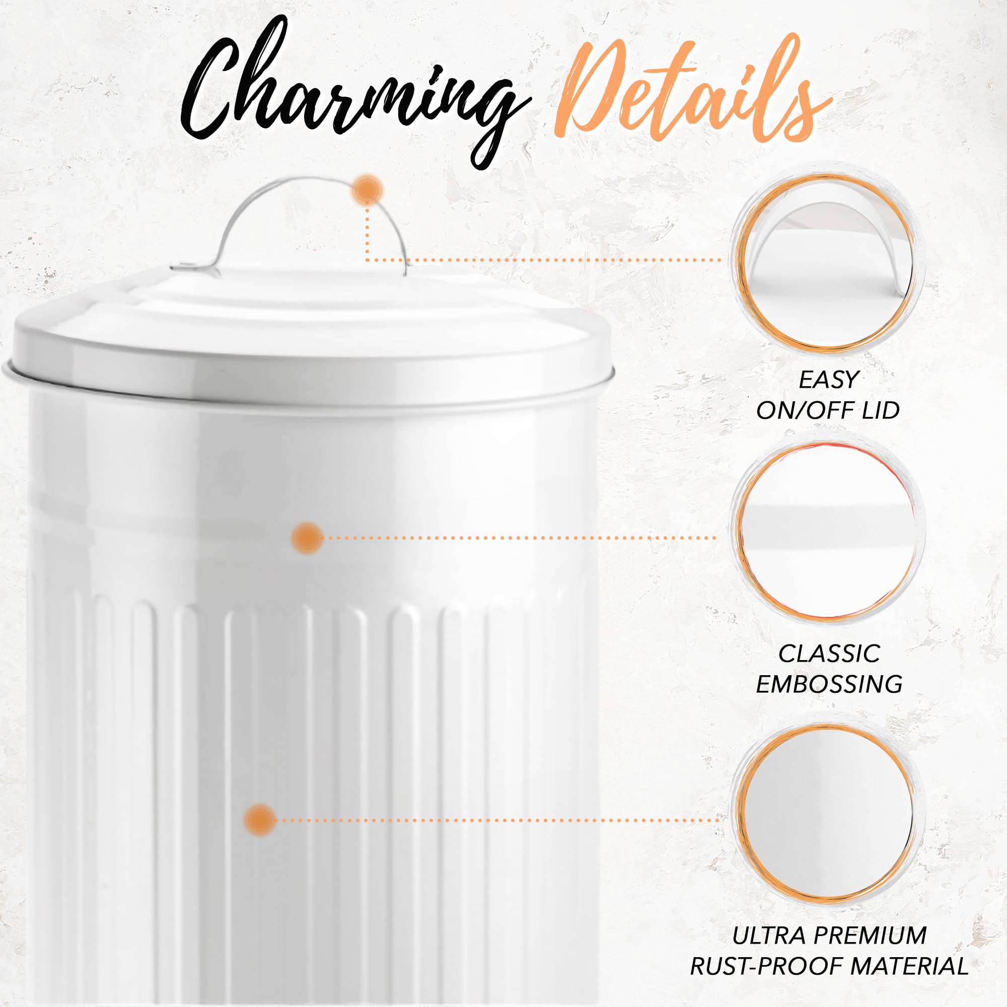 Autumn Alley White Toilet Paper Holder Canister With Lid - Vertical Rustproof Free-Standing Farmhouse Metal Toilet Tissue Caddy