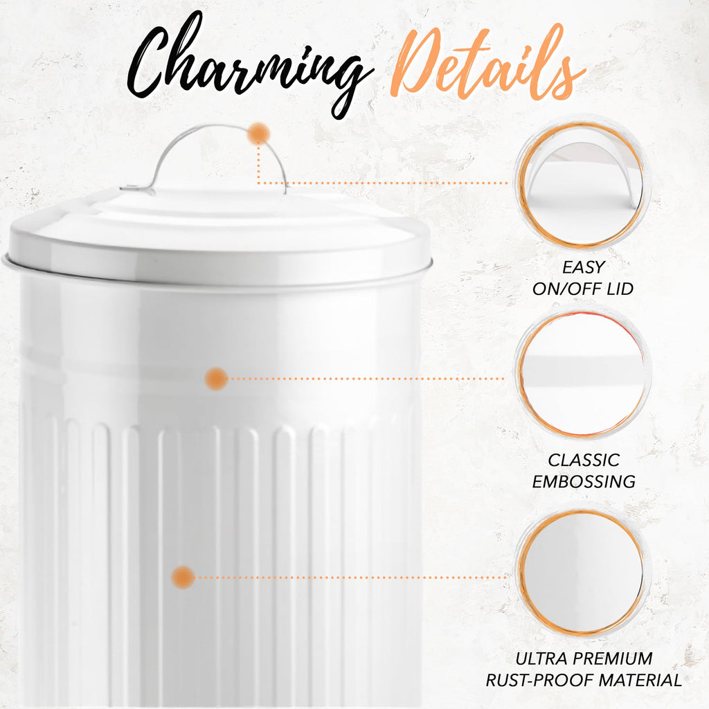 Autumn Alley White Toilet Paper Holder Canister With Lid - Vertical Rustproof Free-Standing Farmhouse Metal Toilet Tissue Caddy