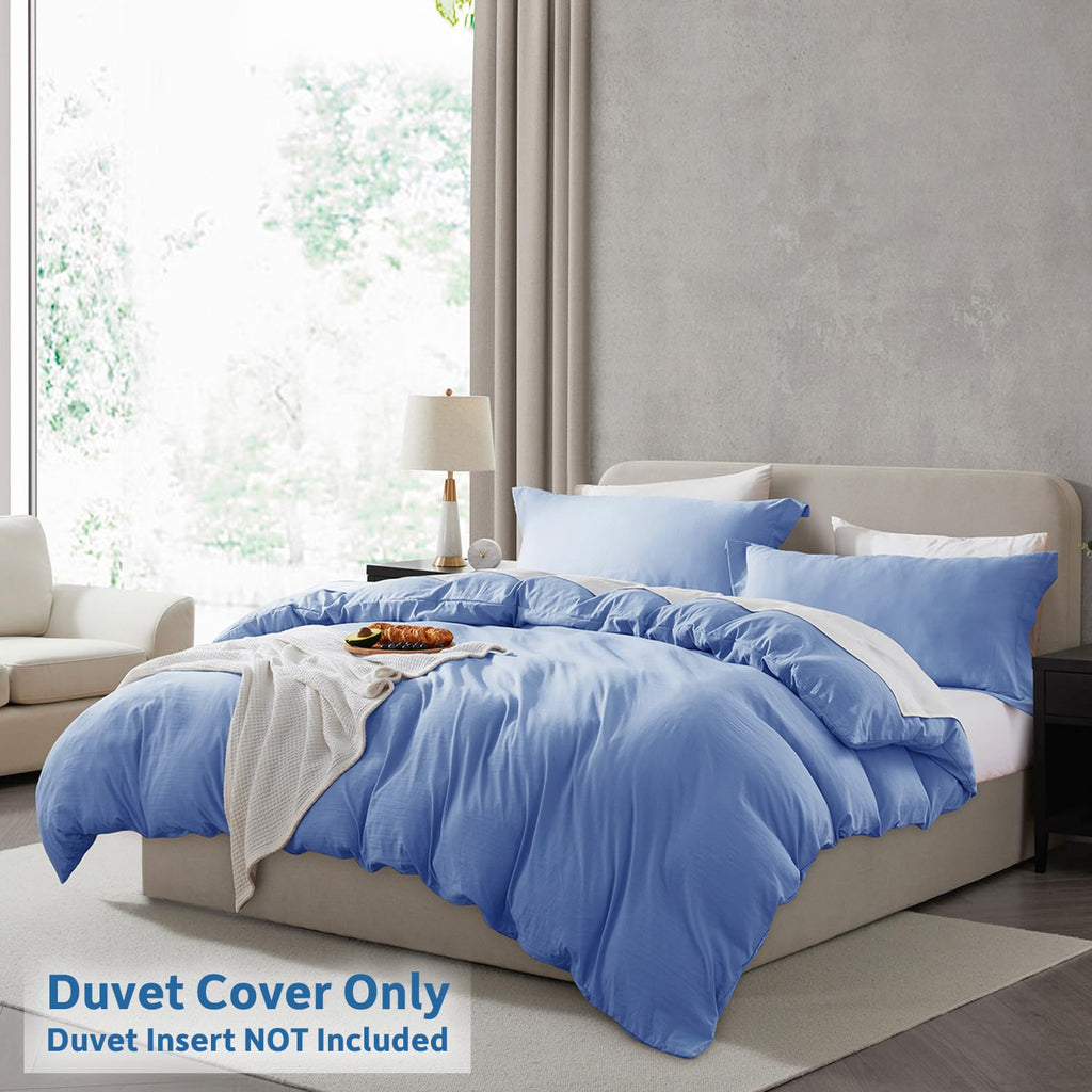 Nestl Calm Blue Duvet Cover Queen Size - Soft Prewashed Queen Duvet Cover Set, 3 Piece, With Zipper Closure, 1 Duvet Cover 90X90 Inches And 2 Pillow Shams - No Comforter