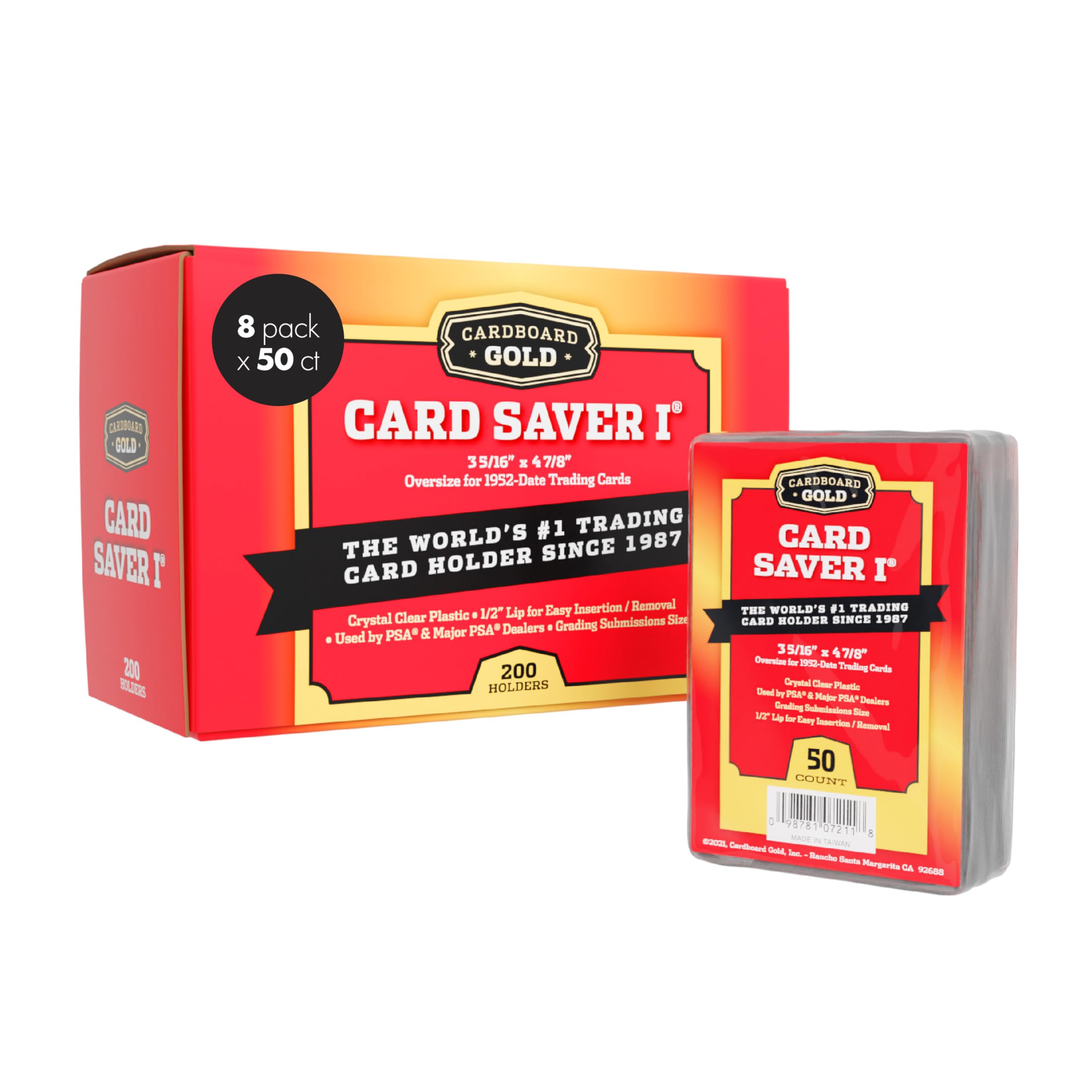 Cardboard Gold Card Saver 1-400 Count - Semi Rigid Card Holder, Trading Card Protectors - Psa-Approved Cardsaver For Baseball, T