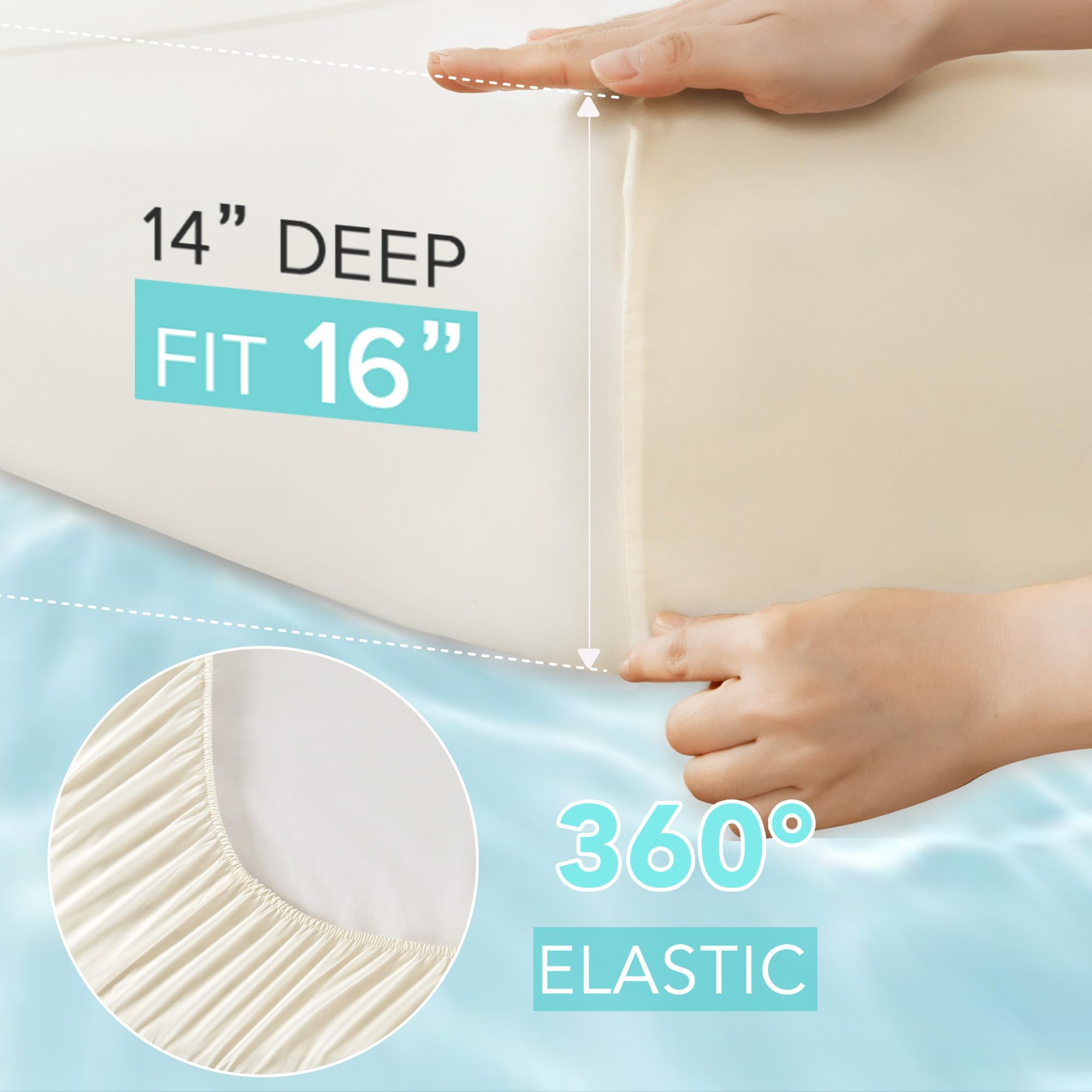 Comfort Spaces Queen Cooling Sheets, Moisture Wicking Coolmax Sheets, Soft, Colorfast Sheet Set, Cooling Bed Sheets For Hot Sleepers, Elastic Deep Pocket Fits Up To 16' Mattress, Queen Cream 4 Piece