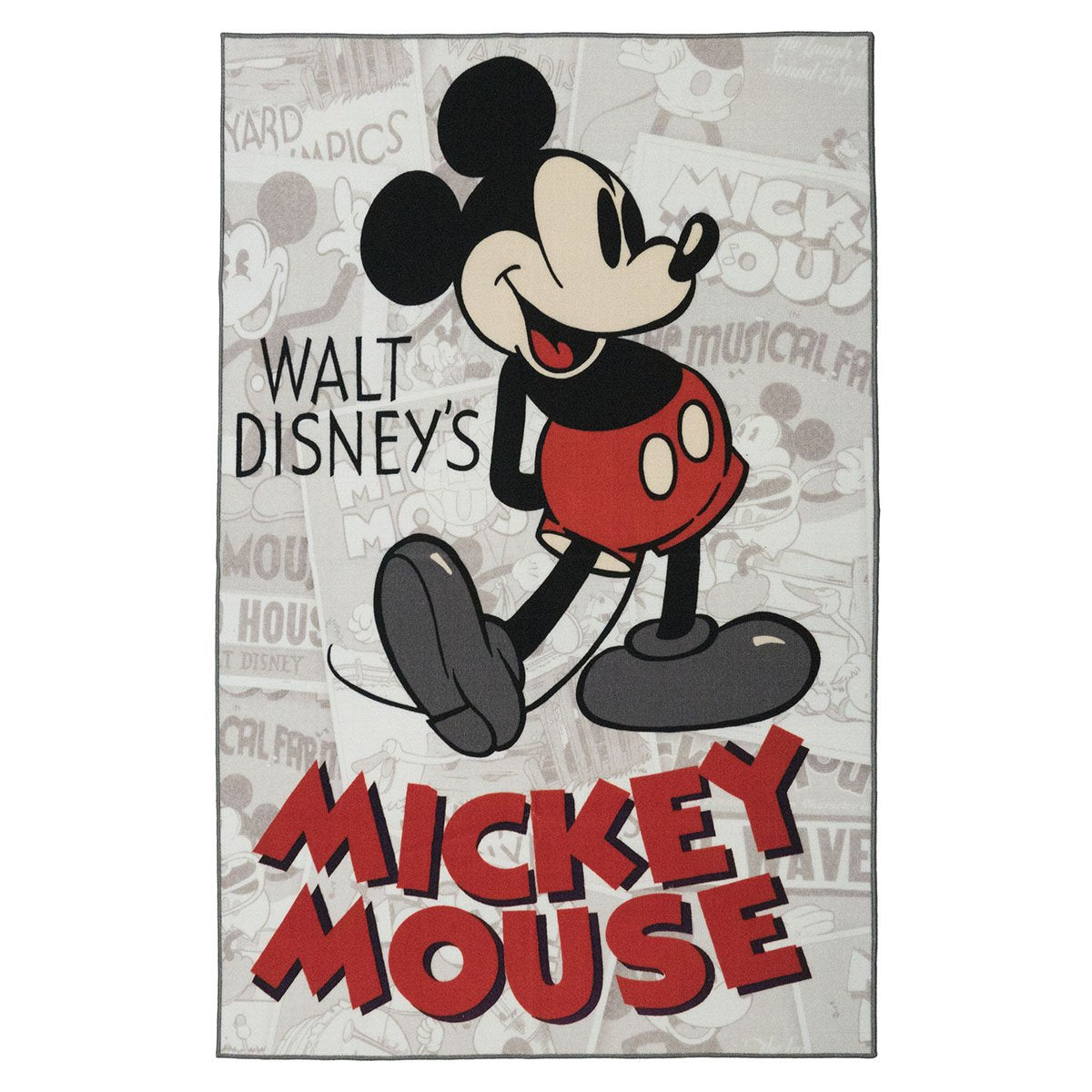 Gertmenian Disney Retro Classic Mickey Mouse Area Rug for Children & Teens, Kids Home Decor for Girls & Boys, 4x6 Large, Gray Wh