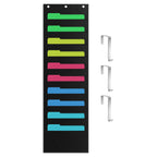 Zkoo Hanging File Folders Pocket Chart, 10 Pocket & 3 Hanger Cascading Wall Organizer - Organize Your Assignments, Files, Scrapb