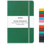 Huhuhero Lined Notebook Journal, Hardcover Faux Leather, 5.25"×8.25", Green, 120Gsm Thick Paper, Model 159841658