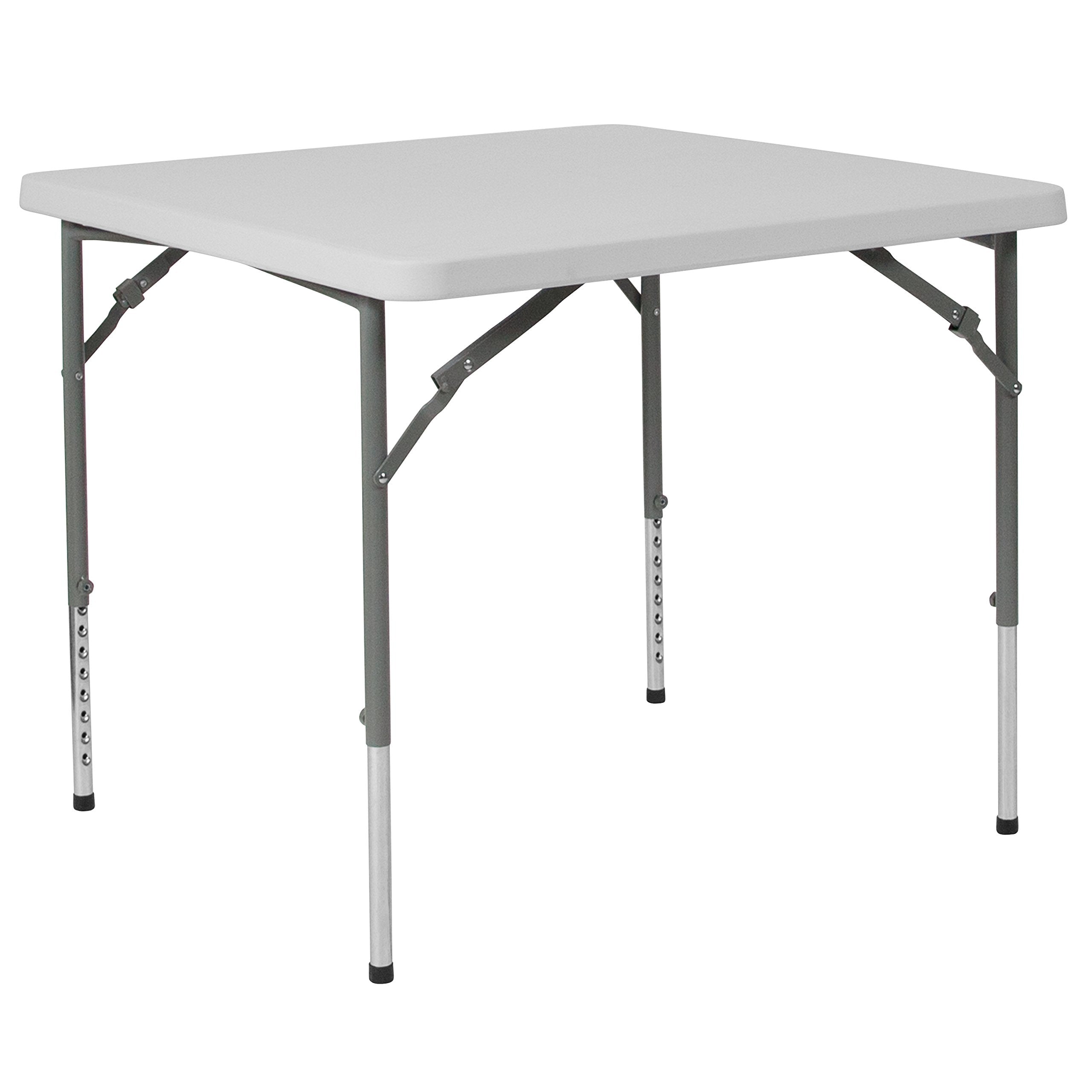 Flash Furniture Kathryn 2.79-Foot Square Height Adjustable Granite White Plastic Folding Table, 34&quot; Square