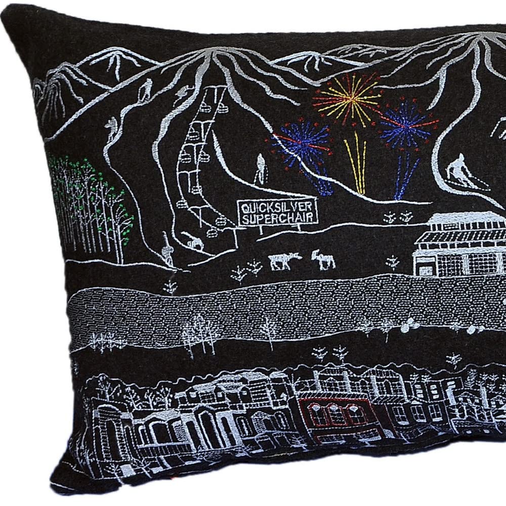 HomeRoots Grey 35' Black Breckenridge Nighttime Skyline Lumbar Decorative Pillow