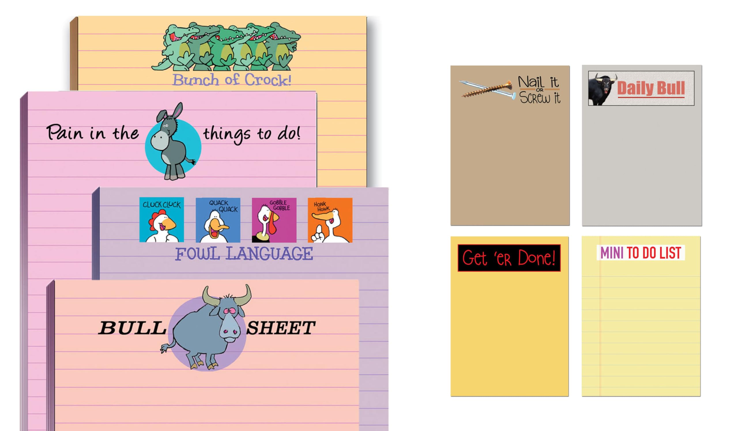 Stonehouse Collection | Funny Notepad Assorted Pack | Usa Made | 4 Notepds & 4 Sticky Notes - Funny Office Supplies (Assortment