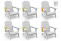Greenvines Folding-Adirondack-Chairs-Set-Of-6 | Hdpe Plastic | Fire Pit Chair | All Weather | Cup Holder | White | For Deck Backyard Patio Outdoor Garden