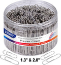 Vinaco Paper Clips Smooth Silver, Medium And Jumbo Paper Clip (1.3 Inch & 2.0 Inch), Durable And Rustproof, Coated Paper Clips G