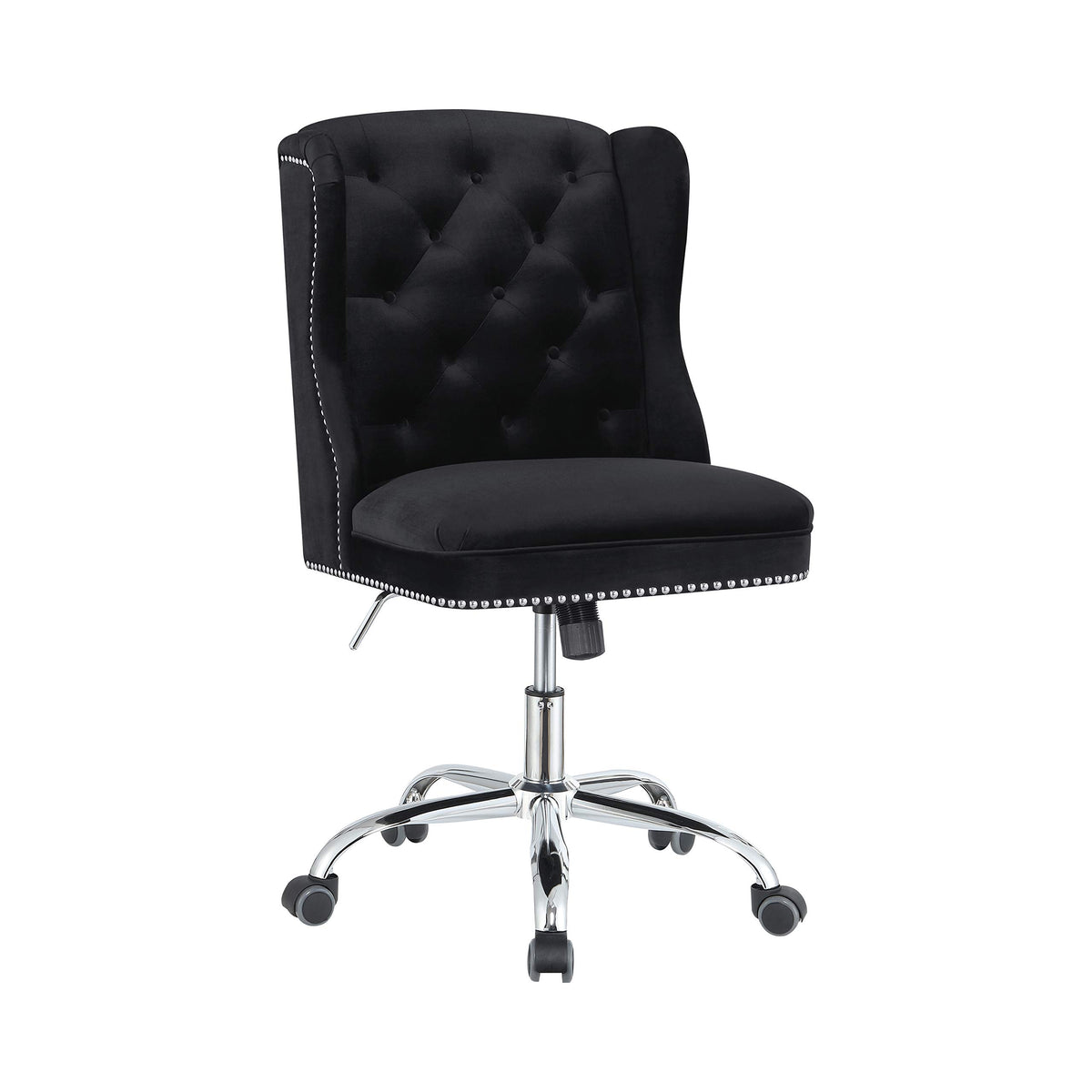 Coaster Upholstered Swivel Office Chair Black and Chrome Silver/Contemporary/Black