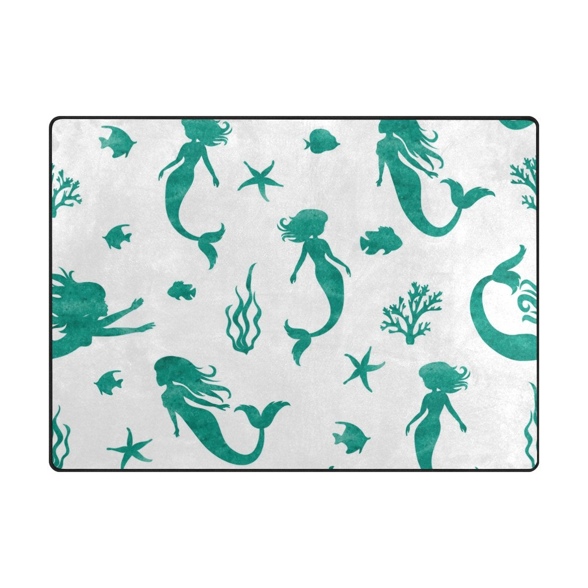 My Little Nest Area Rug Watercolor Mermaids Lightweight Non-Slip Soft Mat 4'10 X 6'8, Memory Sponge Indoor Outdoor Decor Carpet For Living Dining Room Bedroom Office Kitchen