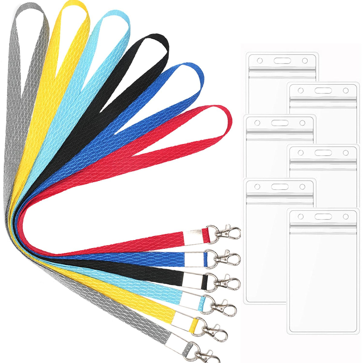 Foshine Lanyards With Badge Holder 6 Pack Lanyard For Id Card Badges Holder Office Neck Lanyards For Id Badge Lanyard Black,Red,