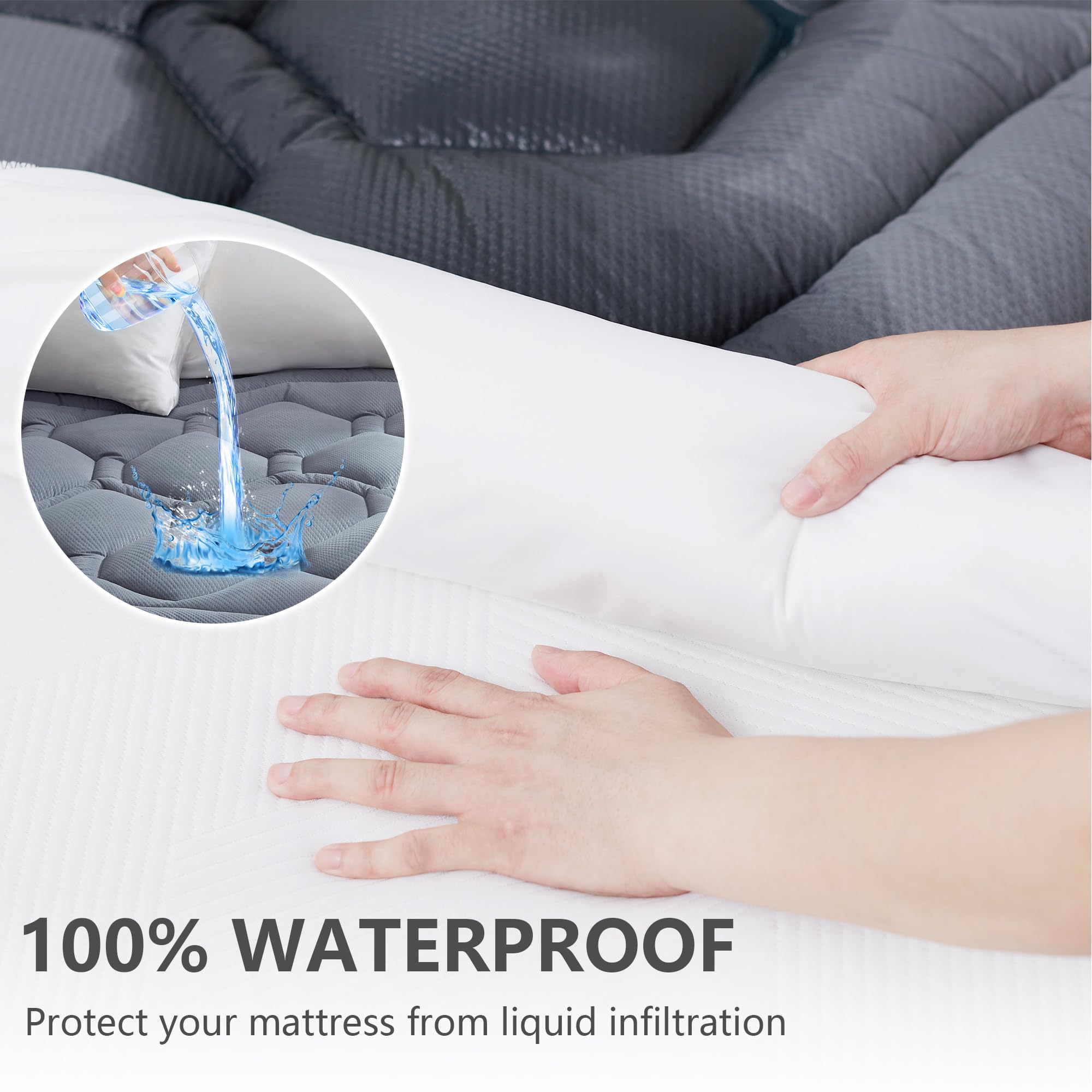 Elven Home Twin Mattress Protector Waterproof, Pee Proof Mattress Pad Cover For Kids, Quilted Fitted Soft Cooling Twin Mattress