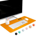 Ftc Pu Leather Desk Pad And Blotter, Non-Slip Flannelette Base (Camel 31.5 X 15.75), Stitched Mouse Pad For Office, Computer Gam