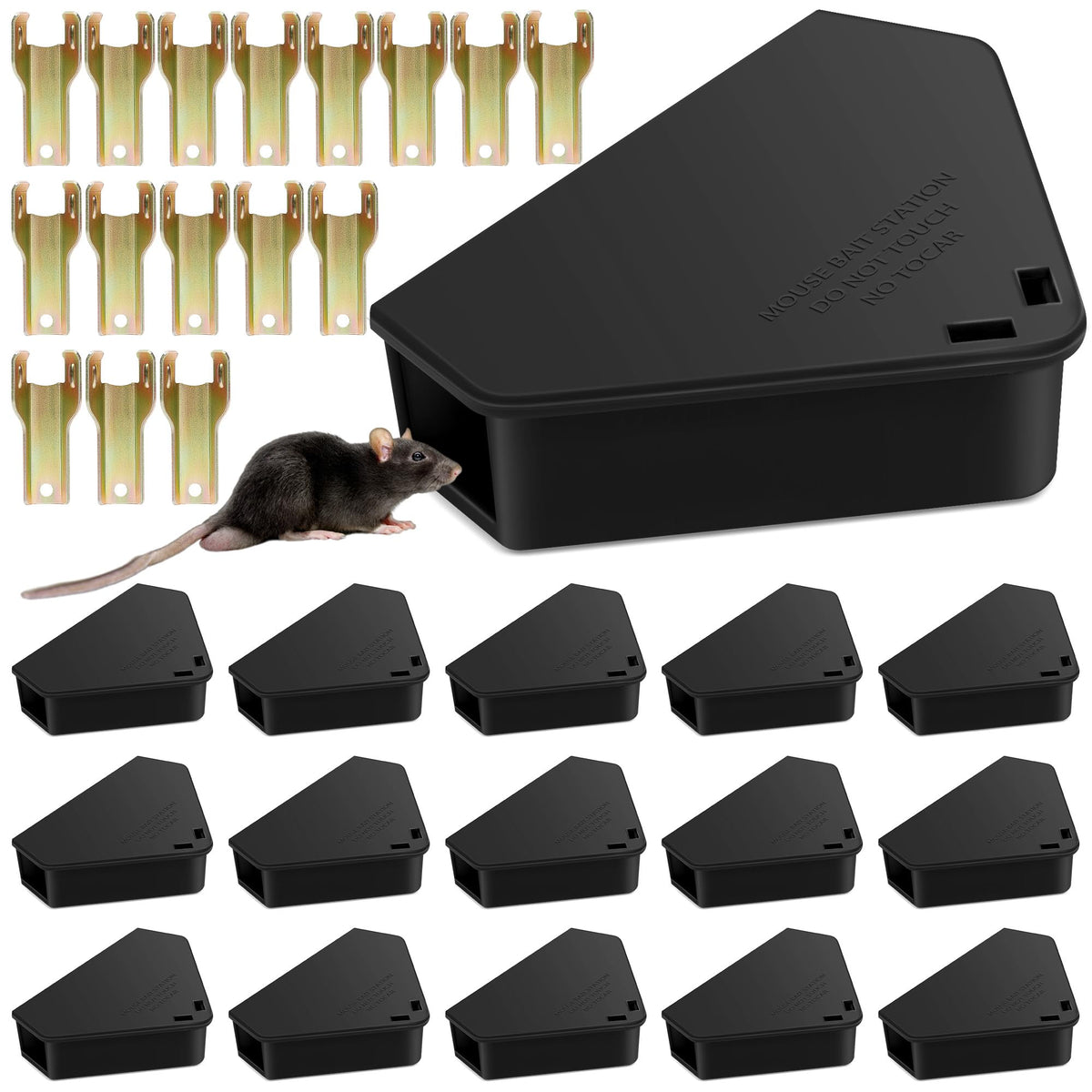 16 Pack Mouse Bait Station Outdoor Indoor - Reusable Rodent Bait Station Mice Trap Small Rats Poisoning Bait Station Box, Friend